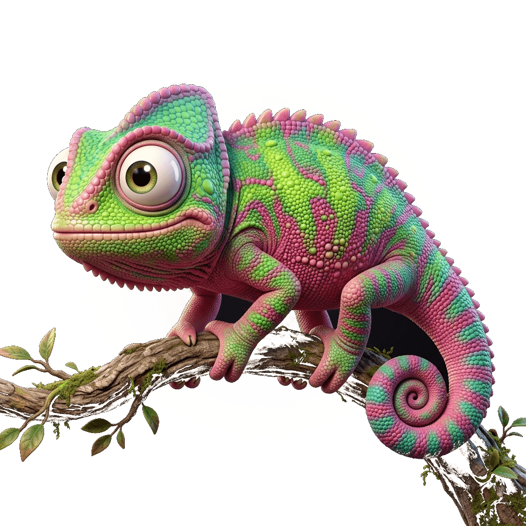 Cute 3D Chameleon floating